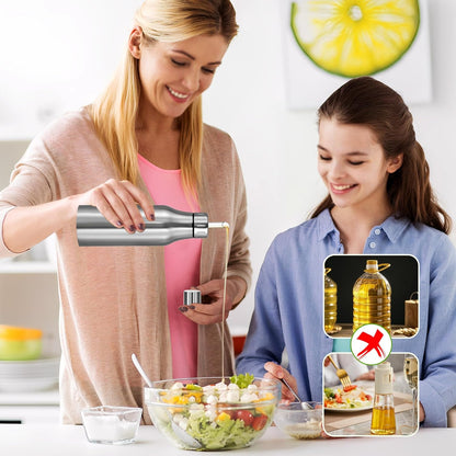 Stainless Steel Oil Dispenser Bottle - 1000ML Leak-Proof Oil Container for Kitchen, Olive Oil & Cooking Liquids-34Oz