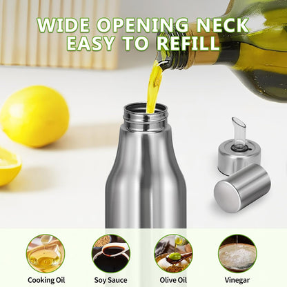 Stainless Steel Oil Dispenser Bottle - 1000ML Leak-Proof Oil Container for Kitchen, Olive Oil & Cooking Liquids-34Oz