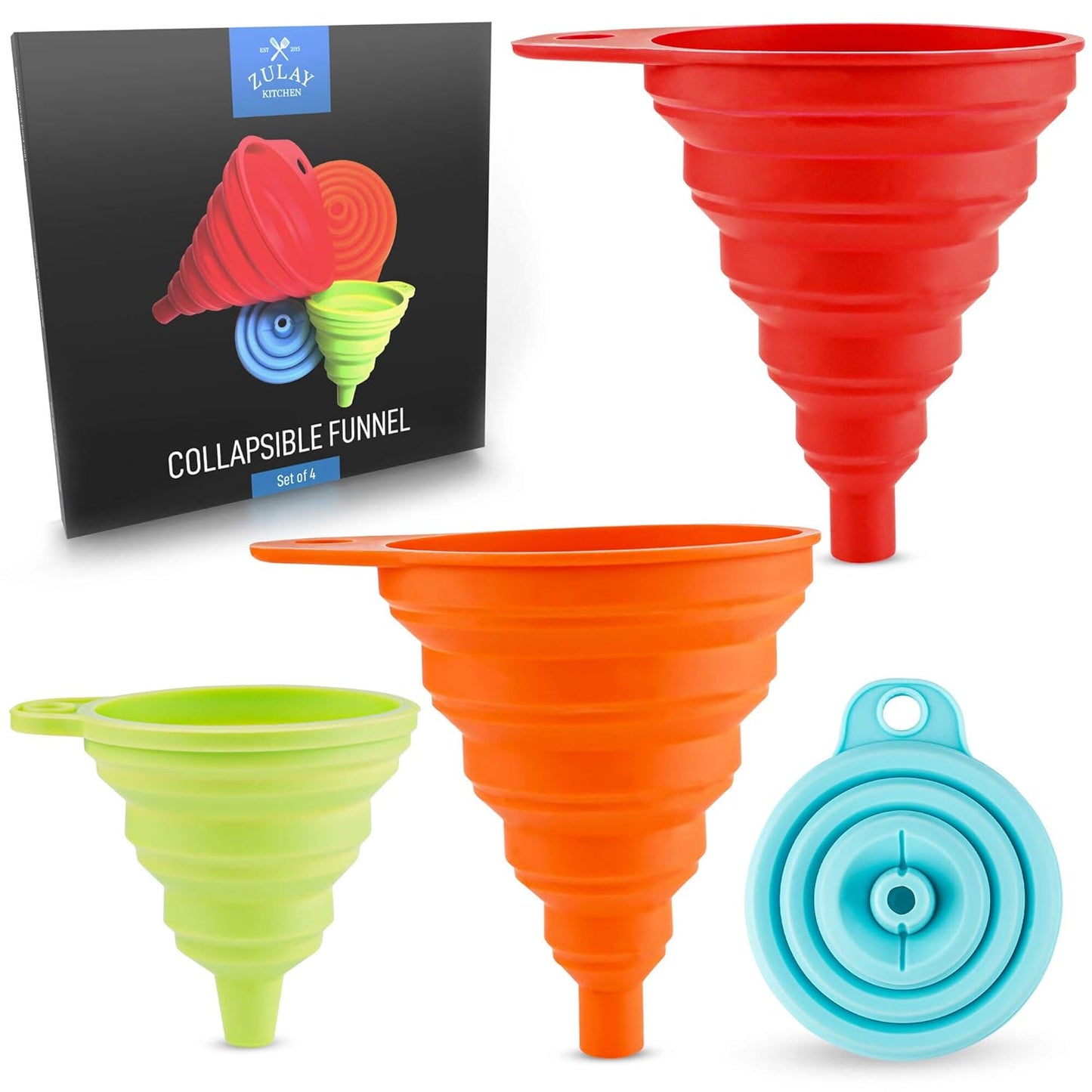 3-Piece Plastic Funnel Set - Large, Medium, and Small Kitchen Funnels Pouring Spout - for Filling Bottles Water Liquid, Protein Powder, Food Grade Cooking, Drink, Paint, Lotion, Kids