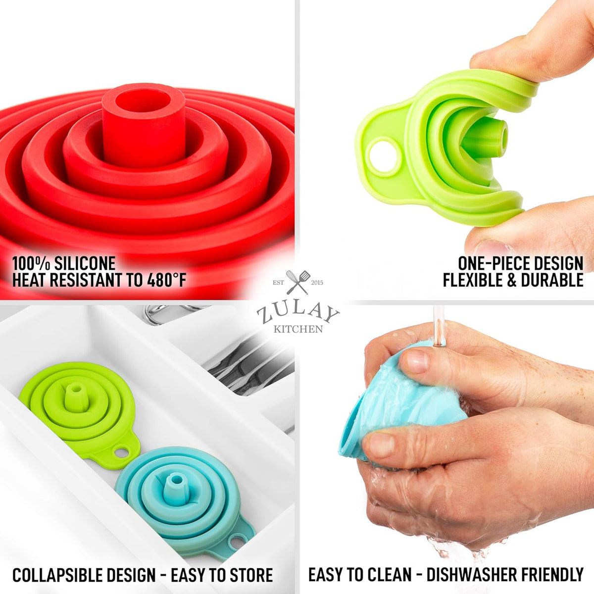 3-Piece Plastic Funnel Set - Large, Medium, and Small Kitchen Funnels Pouring Spout - for Filling Bottles Water Liquid, Protein Powder, Food Grade Cooking, Drink, Paint, Lotion, Kids