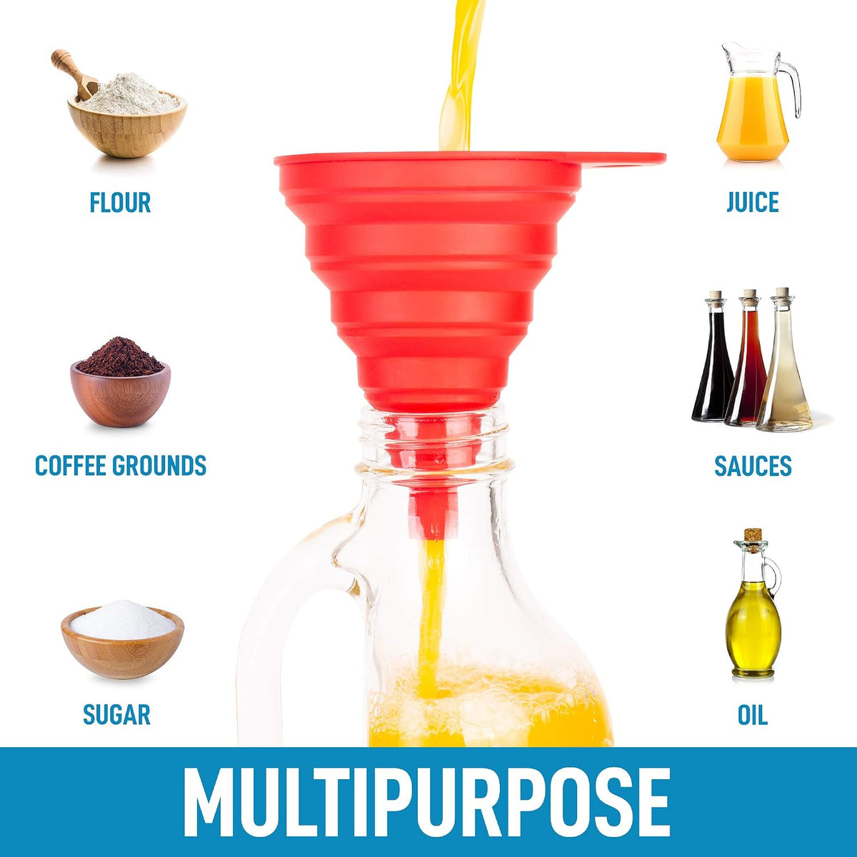 3-Piece Plastic Funnel Set - Large, Medium, and Small Kitchen Funnels Pouring Spout - for Filling Bottles Water Liquid, Protein Powder, Food Grade Cooking, Drink, Paint, Lotion, Kids