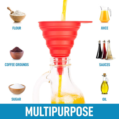3-Piece Plastic Funnel Set - Large, Medium, and Small Kitchen Funnels Pouring Spout - for Filling Bottles Water Liquid, Protein Powder, Food Grade Cooking, Drink, Paint, Lotion, Kids
