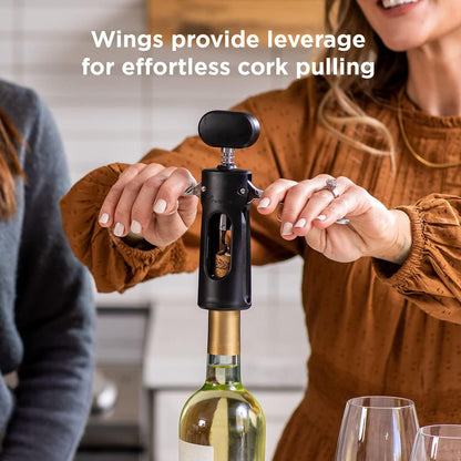Premium Wine Wing Corkscrew Wine Opener and Bottle Opener, Black 2.36 x 1.97 x 7.68 IN