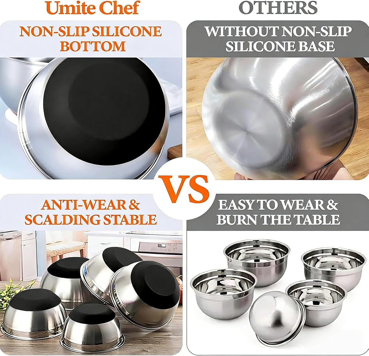 Mixing Bowls with Airtight Lids Set, 26PCS Stainless Steel Khaki Bowls with Grater Attachments, Non-Slip Bottoms & Kitchen Gadgets Set, Size 7, 4, 2.5, 2.0,1.5, 1QT, Great for Mixing & Serving