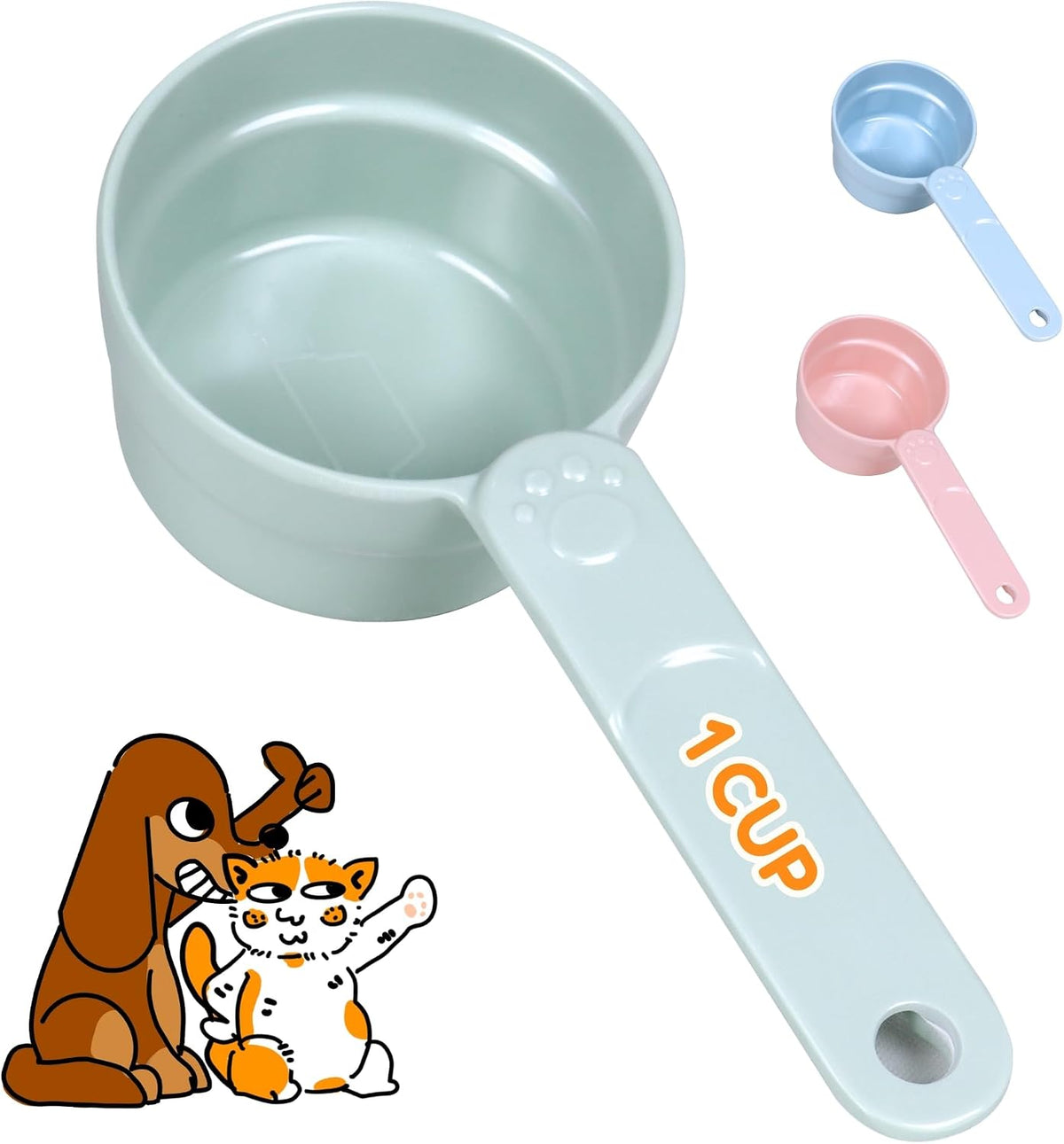 1/2 Cup Dog Food Scoop, Extra Long Handle Sturdy Melamine Pet Food Measuring Scoop with Clear Marking Lines, BPA-Free, Shatterproof, Dishwasher Safe (Pink, 1/2 Cup)