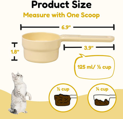 1/2 Cup Dog Food Scoop, Extra Long Handle Sturdy Melamine Pet Food Measuring Scoop with Clear Marking Lines, BPA-Free, Shatterproof, Dishwasher Safe (Pink, 1/2 Cup)