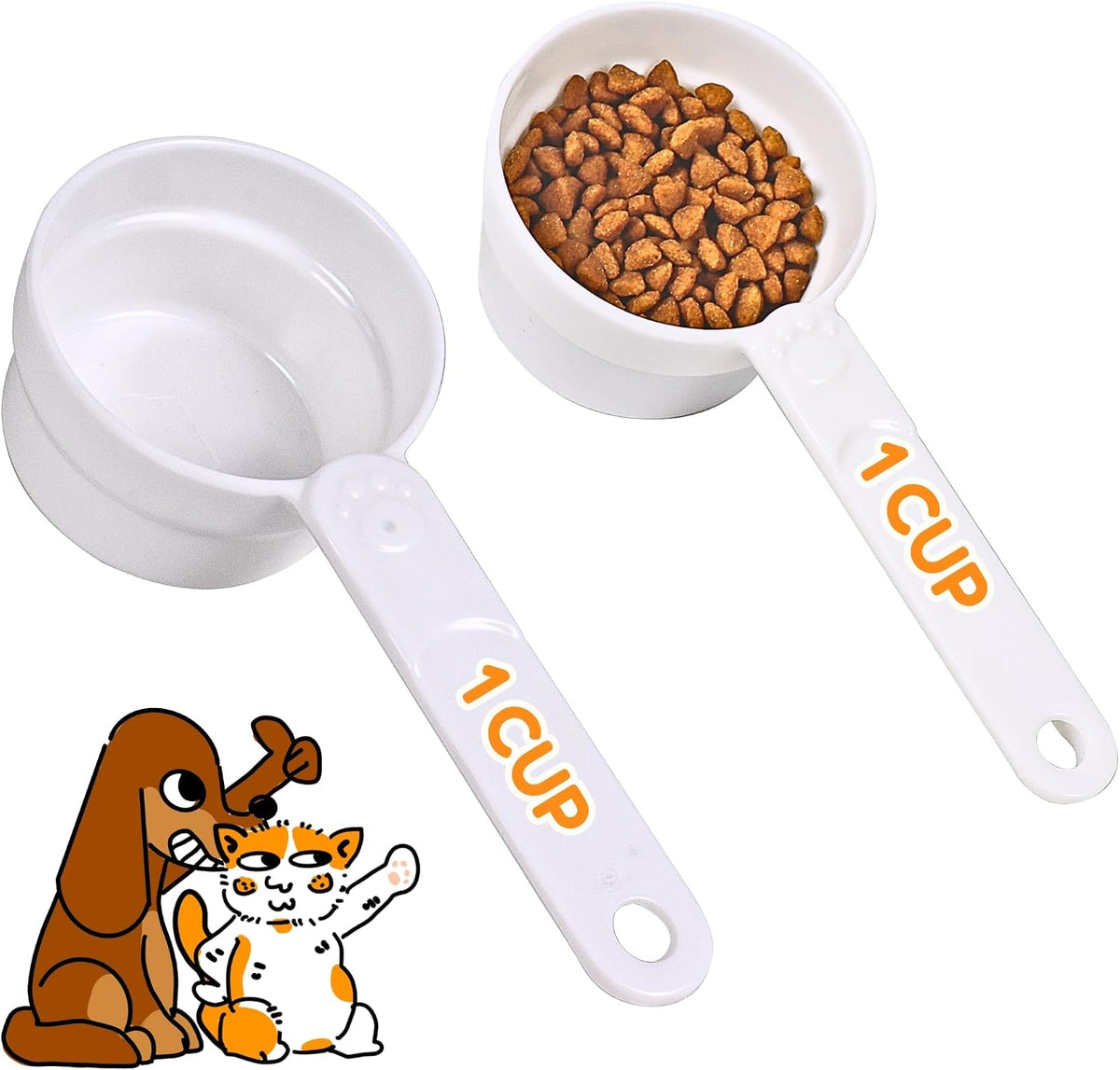 1/2 Cup Dog Food Scoop, Extra Long Handle Sturdy Melamine Pet Food Measuring Scoop with Clear Marking Lines, BPA-Free, Shatterproof, Dishwasher Safe (Pink, 1/2 Cup)
