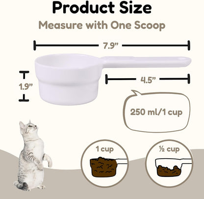 1/2 Cup Dog Food Scoop, Extra Long Handle Sturdy Melamine Pet Food Measuring Scoop with Clear Marking Lines, BPA-Free, Shatterproof, Dishwasher Safe (Pink, 1/2 Cup)