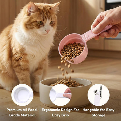 1/2 Cup Dog Food Scoop, Extra Long Handle Sturdy Melamine Pet Food Measuring Scoop with Clear Marking Lines, BPA-Free, Shatterproof, Dishwasher Safe (Pink, 1/2 Cup)