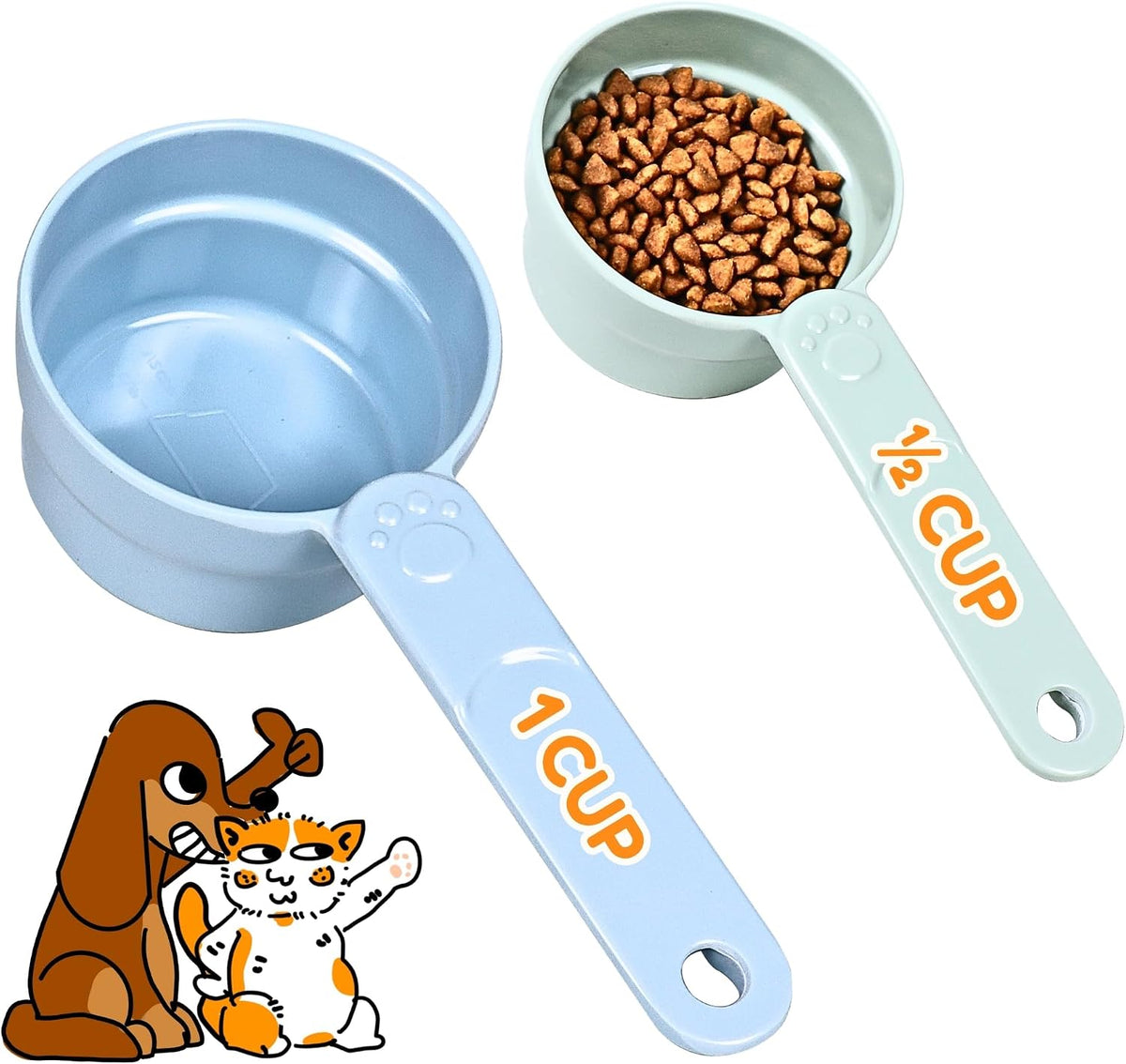 1/2 Cup Dog Food Scoop, Extra Long Handle Sturdy Melamine Pet Food Measuring Scoop with Clear Marking Lines, BPA-Free, Shatterproof, Dishwasher Safe (Pink, 1/2 Cup)