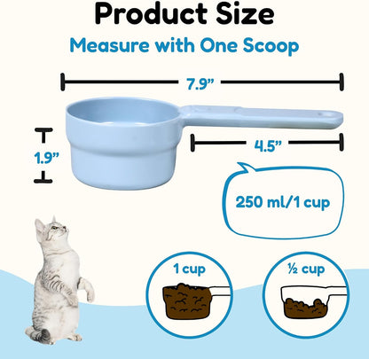 1/2 Cup Dog Food Scoop, Extra Long Handle Sturdy Melamine Pet Food Measuring Scoop with Clear Marking Lines, BPA-Free, Shatterproof, Dishwasher Safe (Pink, 1/2 Cup)