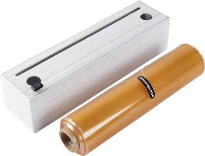 ® Shiplap Refillable Plastic Wrap Dispenser - Includes One large 12" x 750' Roll of Professional Grade Plastic Wrap - BPA Free and Kosher Certified - Reusable Dispenser w/Slide Cutter