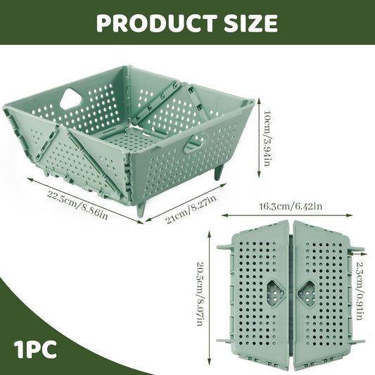 Plastic Collapsible Strainers and Colanders, Foldable Food Strainer for Kitchen, Space-Saving Folding Drain Basket Bowl for Pasta Fruit Vegetables Drainage Storage Dishwasher (Green)