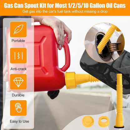 17 Pcs Automotive Funnel Set & Gas Can Spout Replacement, Plastic Long Neck Oil Funnel, Flexible Right Angle Funnels,Wide Mouth Fuel Funnels Gasoline Set for Water/Gasoline/Coolant/Engine Oil
