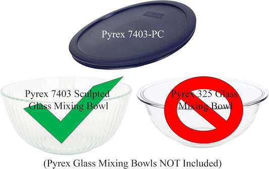 7403-PC (10-Cup) Blue Sculpted Mixing Bowl Lid (2-Pack) - Made in USA | BPA-Free Plastic | Food Storage Replacement Cover | Fits 7403 Glass Bowl | Top-Rack Dishwasher Safe | Round Design