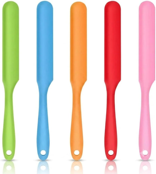 5pcs Silicone Jar Spatulas set, Cake Cream Spatulas Set, 9.8 inch Non-Stick Heat Resistant Mixing Butter Spatulas Baking Scrapers for Jars Blenders Cooking Stirring