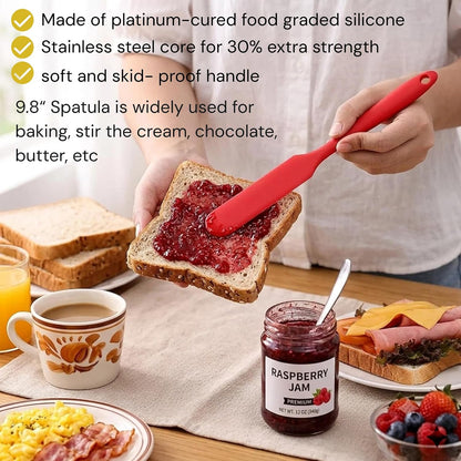 5pcs Silicone Jar Spatulas set, Cake Cream Spatulas Set, 9.8 inch Non-Stick Heat Resistant Mixing Butter Spatulas Baking Scrapers for Jars Blenders Cooking Stirring