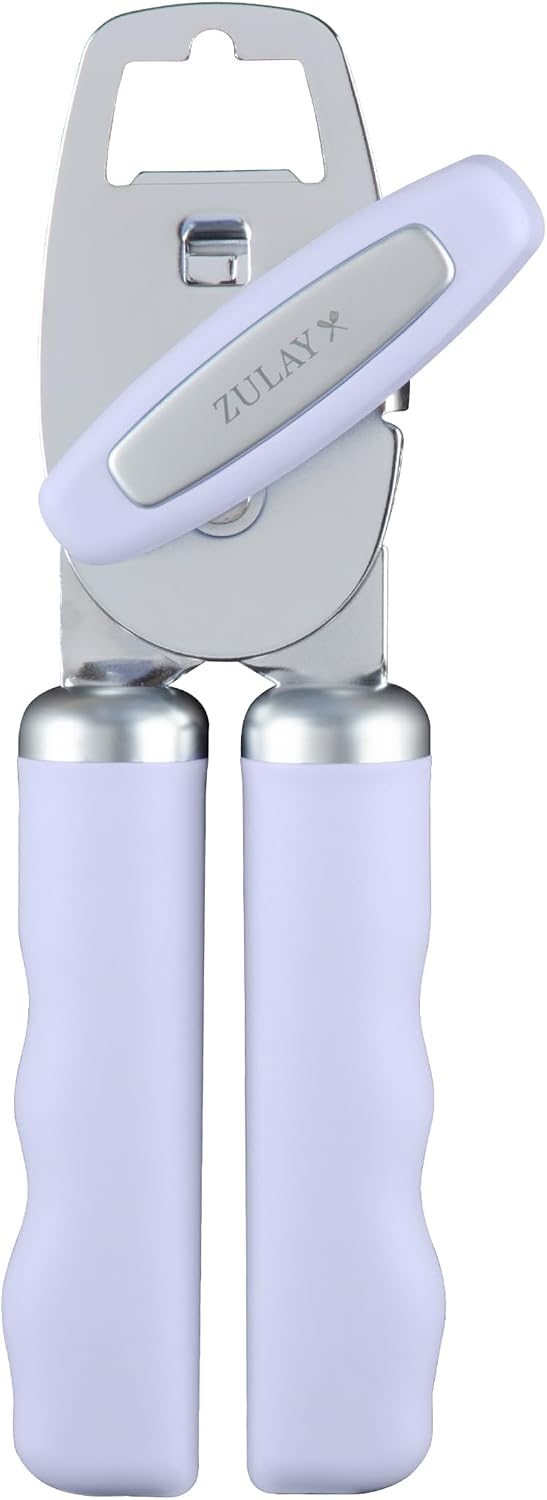 Heavy Duty Stainless Steel Can Opener Manual with Bottle Opener - Rust Proof Manual Can Opener With Turn Knob & Comfy Soft Grip Handles - Black - Colors A