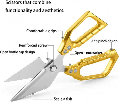 Gold Kitchen Scissors Heavy Duty All Purpose Kitchen Shears for Food
