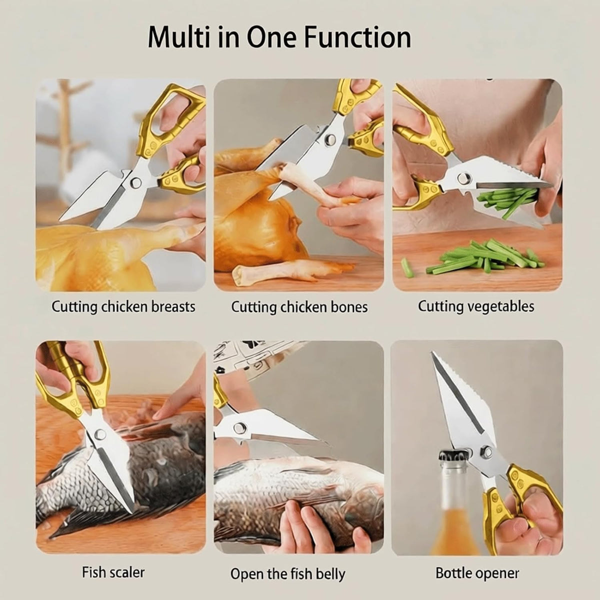 Gold Kitchen Scissors Heavy Duty All Purpose Kitchen Shears for Food