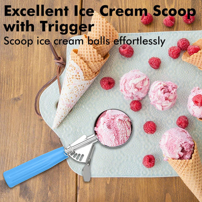 Ice Cream Scoop With Trigger, Cookie Scoop Set, Incluede 1.2 OZ/ 2 OZ/ 4 OZ Scoop, Portion Control For Cookie Dough, Ice Cream, Cupcake, Muffin, Mashed Potatoes, Side Dish, Pancake