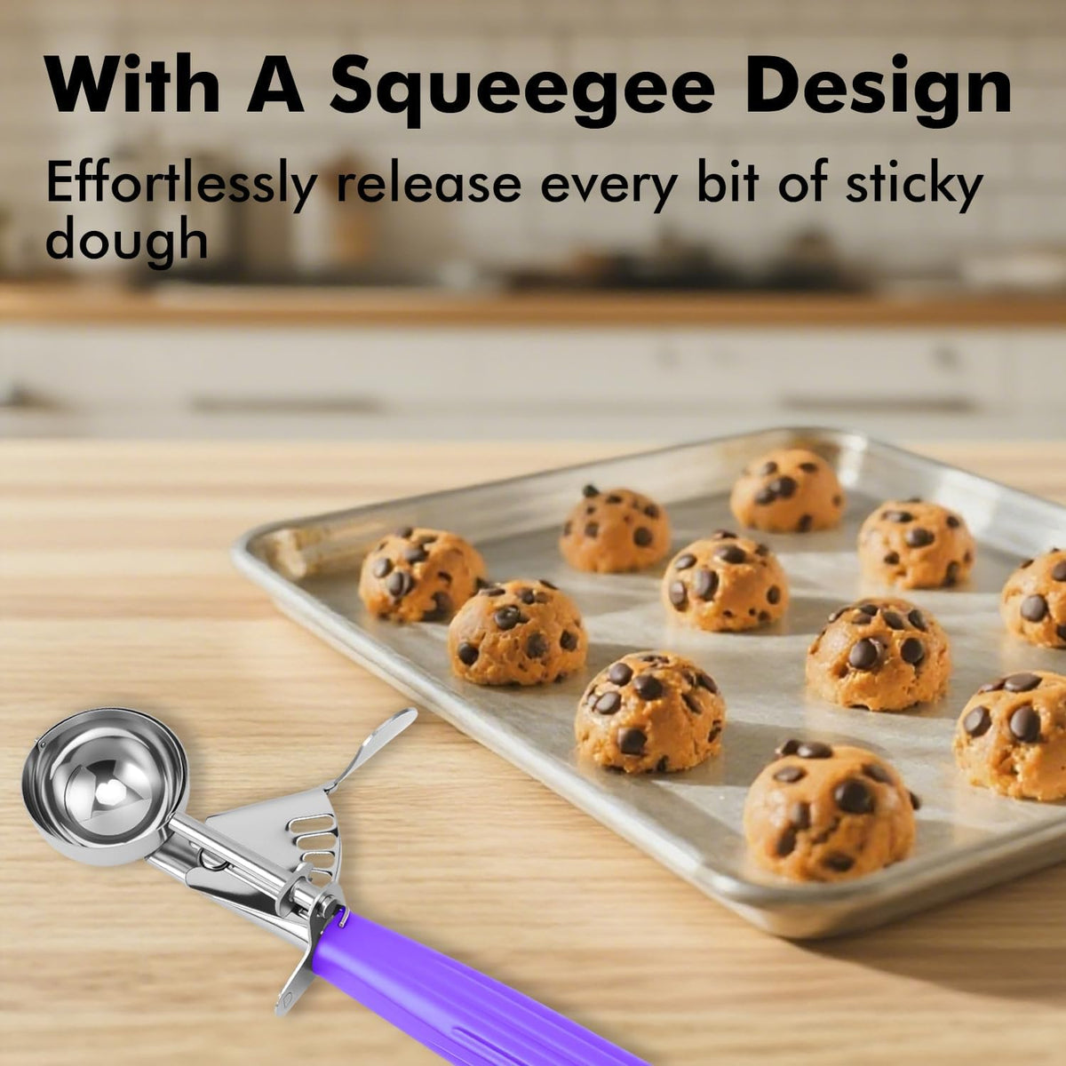 Ice Cream Scoop With Trigger, Cookie Scoop Set, Incluede 1.2 OZ/ 2 OZ/ 4 OZ Scoop, Portion Control For Cookie Dough, Ice Cream, Cupcake, Muffin, Mashed Potatoes, Side Dish, Pancake