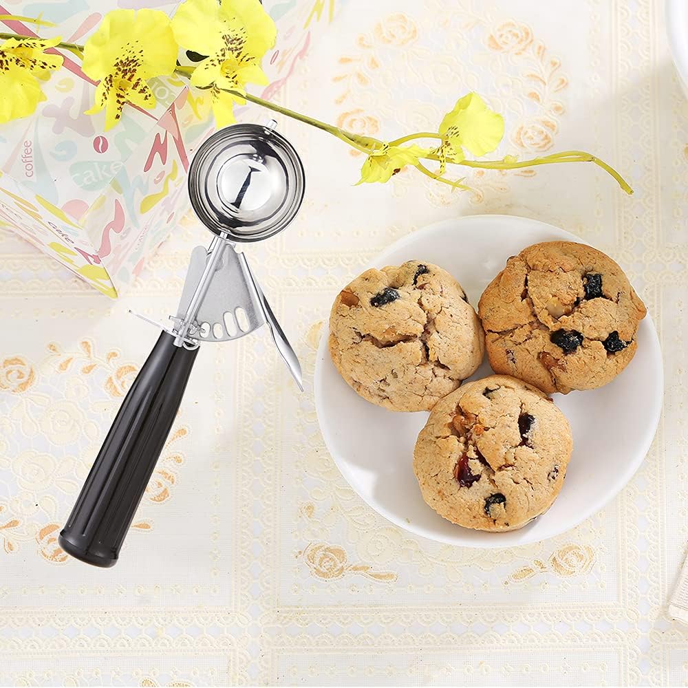 Ice Cream Scoop With Trigger, Cookie Scoop Set, Incluede 1.2 OZ/ 2 OZ/ 4 OZ Scoop, Portion Control For Cookie Dough, Ice Cream, Cupcake, Muffin, Mashed Potatoes, Side Dish, Pancake