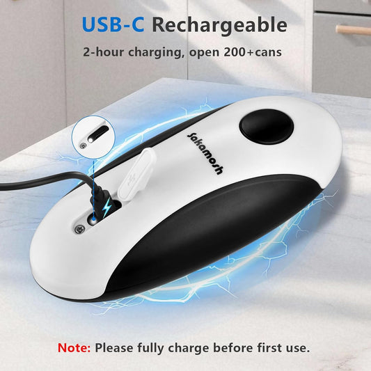 Rechargeable Electric Can Opener for Seniors | Cordless Rechargeable, One-Touch Operation, Smooth Edge, Perfect for Seniors, Arthritis, Fit Most Cans for Home Kitchen
