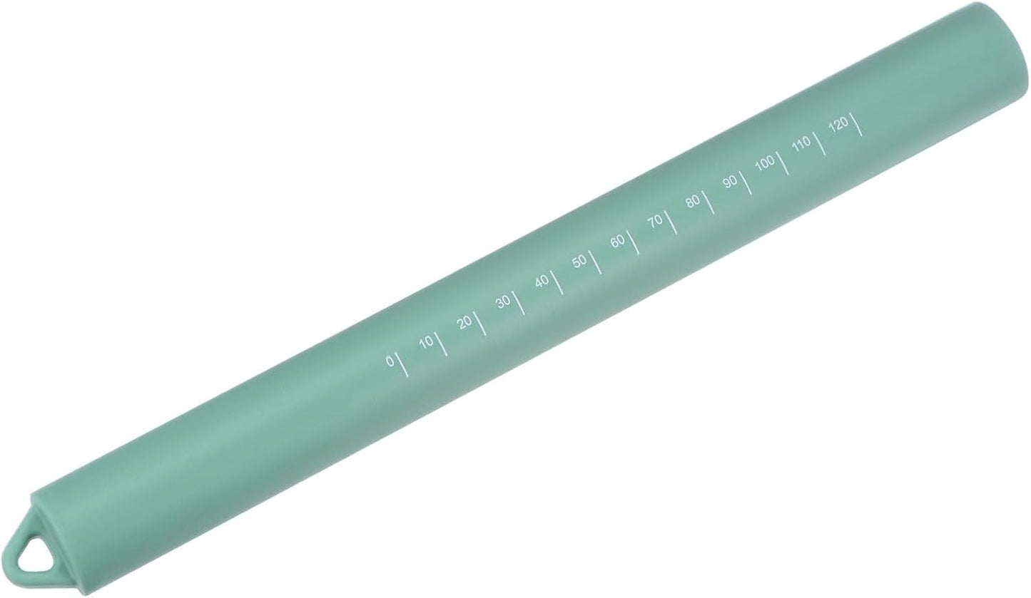 Silicone Rolling Pin 10" Silicone Surface Non-Stick Stainless Steel Inner Core Dough Roller Kitchen Roller for Baking Pastry Pizza Fondant Bread, Green