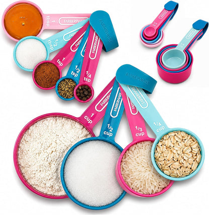 5-Piece Measuring Cup Set with Coffee Scoop, Durable Plastic Nesting Measuring Cups with Easy-Read Markings, BPA-Free, Dishwasher Safe