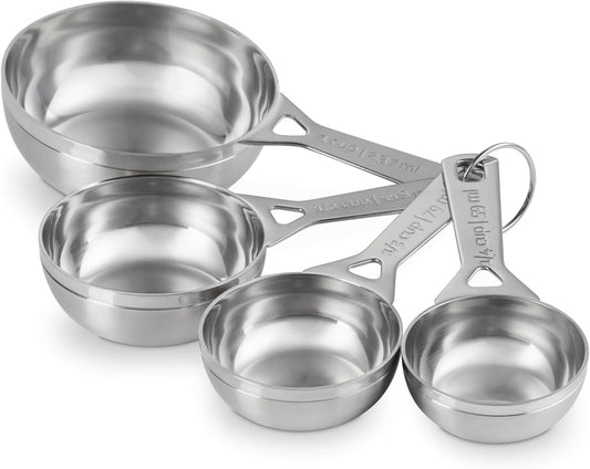 Stainless Steel Measuring Cups, Set of 4 | Set includes: 1/4, 1/3, 1/2, and 1 cups