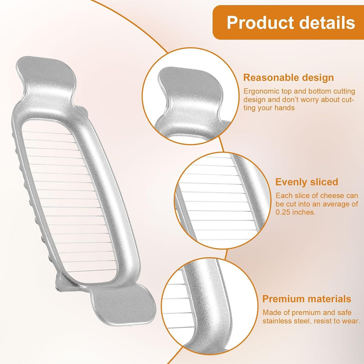 Butter Slicer Stainless Steel Butter Cutter for Butter Cheese | Even 0.25" Slices, Strong Wire, Ergonomic Handle, Multi-Use Kitchen Tool