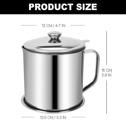 Bacon Grease Container,Kitchen Oil Container Can with Strainer and Anti-slip coaster tray for Store Meat Frying Oil and Cooking Grease Storage
