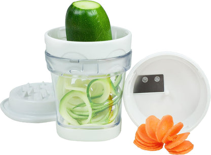 2-Blade Handheld Turning Vegetable Slicer / Spiralizer, includes 2 Different Stainless Steel Blades
