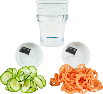 2-Blade Handheld Turning Vegetable Slicer / Spiralizer, includes 2 Different Stainless Steel Blades