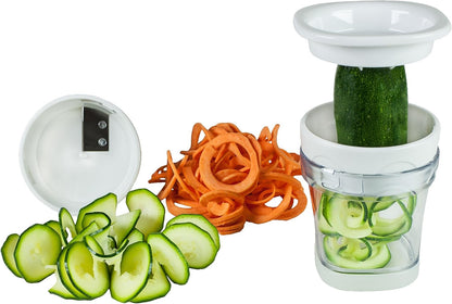 2-Blade Handheld Turning Vegetable Slicer / Spiralizer, includes 2 Different Stainless Steel Blades