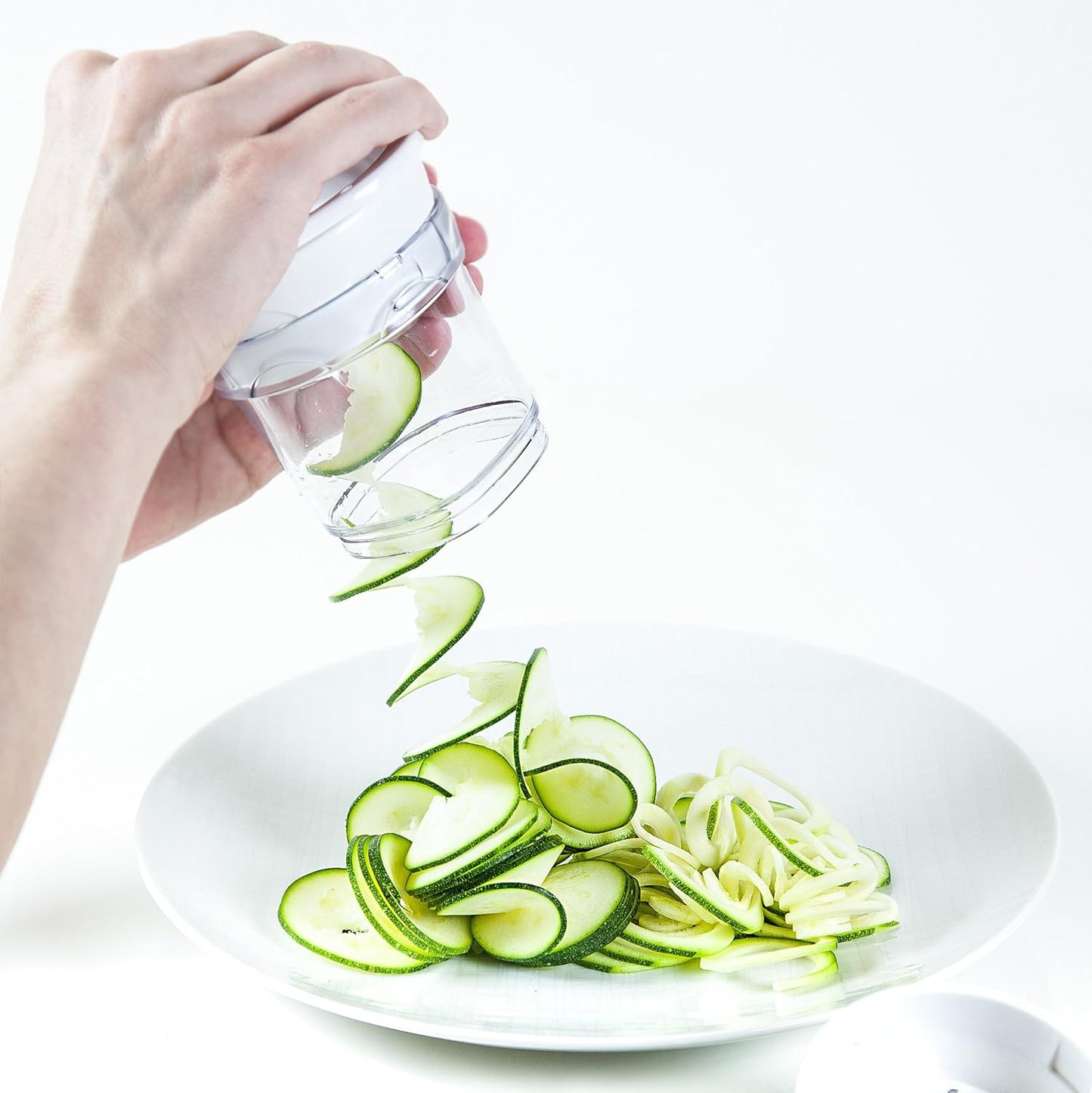 2-Blade Handheld Turning Vegetable Slicer / Spiralizer, includes 2 Different Stainless Steel Blades