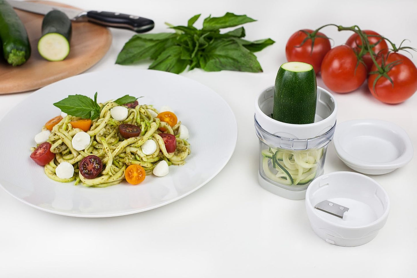 2-Blade Handheld Turning Vegetable Slicer / Spiralizer, includes 2 Different Stainless Steel Blades
