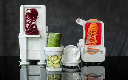 2-Blade Handheld Turning Vegetable Slicer / Spiralizer, includes 2 Different Stainless Steel Blades