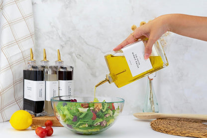 Olive Oil Dispenser Bottle for Kitchen, Automatic Pourer, Glass Thin Bottle Dispenser for Kitchen, Olive Oil Cruet, | Set of 2 - Gold