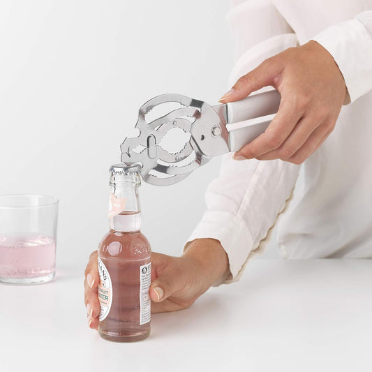 Tasty+ Universal Can, Jar, Bottle Opener (Light Grey) Easy to use, Unscrews Small or Large Caps, Tops Lids