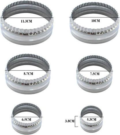Fluted Cookie Cutters- Round Biscuit Cutters Set of 6 Pieces, Double Sided Fluted and Plain Edge Cookie Cutters, Stainless Steel | Stainless Steel, Double Sided, Fluted and Plain Edge