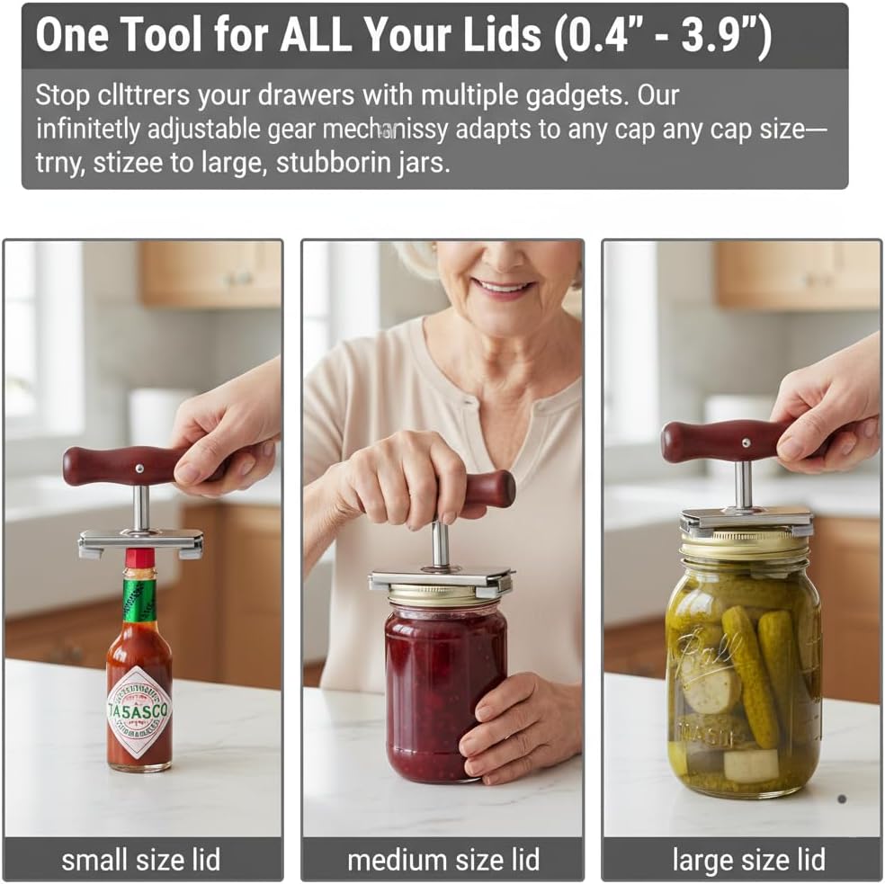 Cap Crack Jar Opener 2026 New Adjustable Multi-Lid Can Opener for Weak Hands - Ergonomic Non-Slip Grip, One-Hand Operation, Opens Bottles Cans Jars Effortlessl (White Anti-Slip)
