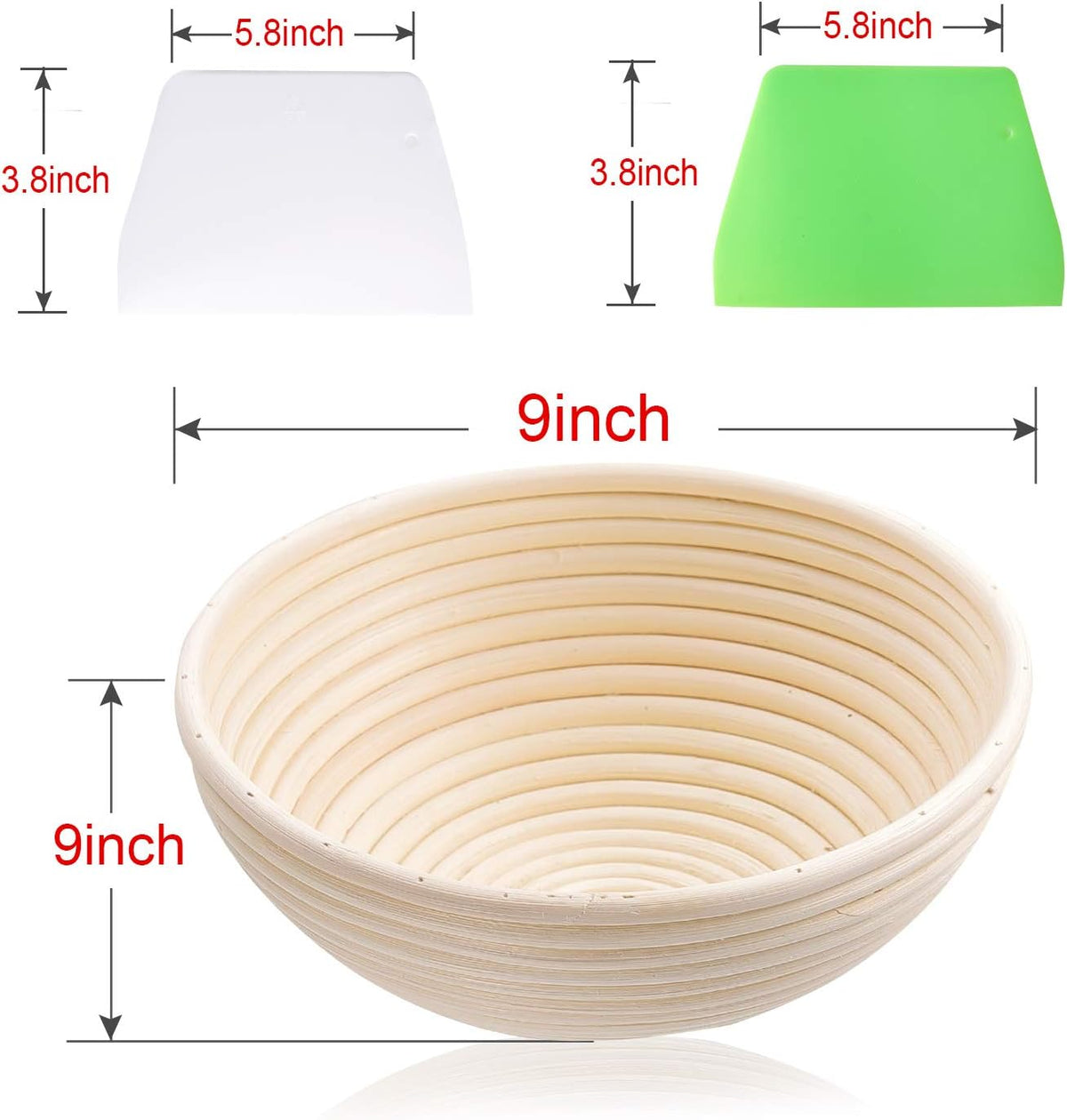 Banneton Bread Proofing Basket, Sourdough Bread Baking Supplies, Round Oval Rattan Rising Proofing Baskets Bowls Set of 2, Artisan Sourdough Bread Gifts for Home Bakers
