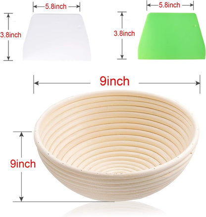 Banneton Bread Proofing Basket, Sourdough Bread Baking Supplies, Round Oval Rattan Rising Proofing Baskets Bowls Set of 2, Artisan Sourdough Bread Gifts for Home Bakers