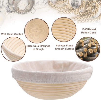 Banneton Bread Proofing Basket, Sourdough Bread Baking Supplies, Round Oval Rattan Rising Proofing Baskets Bowls Set of 2, Artisan Sourdough Bread Gifts for Home Bakers