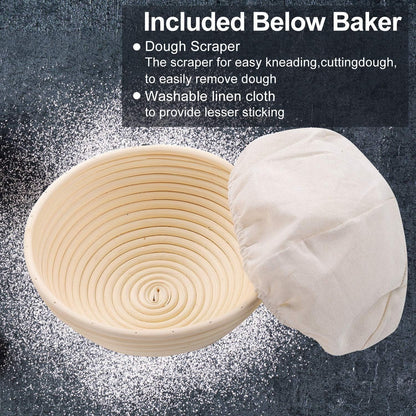 Banneton Bread Proofing Basket, Sourdough Bread Baking Supplies, Round Oval Rattan Rising Proofing Baskets Bowls Set of 2, Artisan Sourdough Bread Gifts for Home Bakers