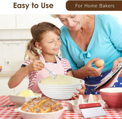 Banneton Bread Proofing Basket, Sourdough Bread Baking Supplies, Round Oval Rattan Rising Proofing Baskets Bowls Set of 2, Artisan Sourdough Bread Gifts for Home Bakers