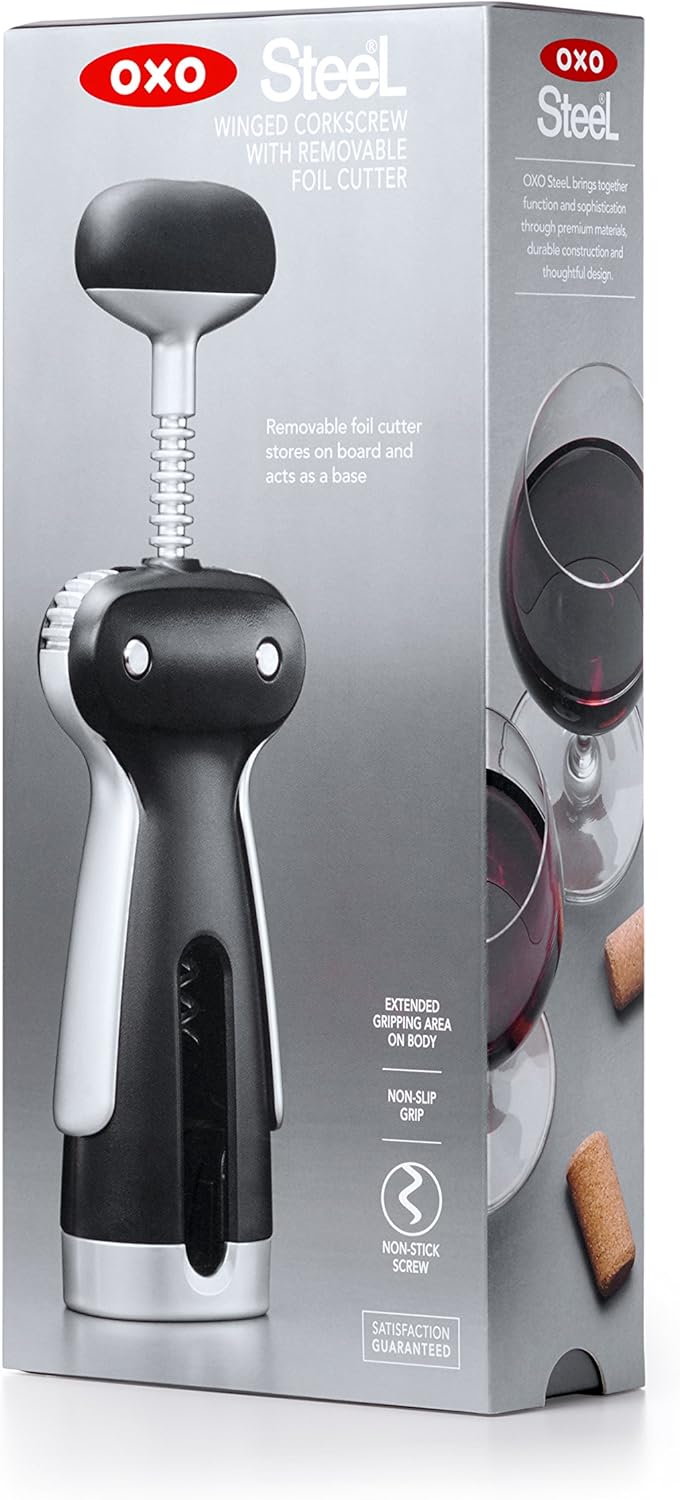 SteeL Winged Corkscrew with Removable Foil Cutter