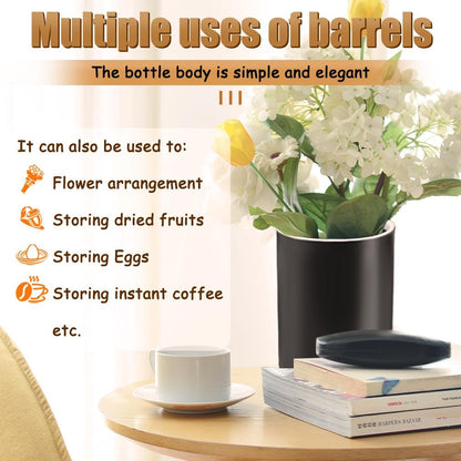 Kitchen Utensil Holder Tableware Storage Bucket, Spoon Chopsticks Fork Drain Rack Utensil Crock for Counter, Household 3-Format Tableware Drainer with Removable Divider and Wooden Base